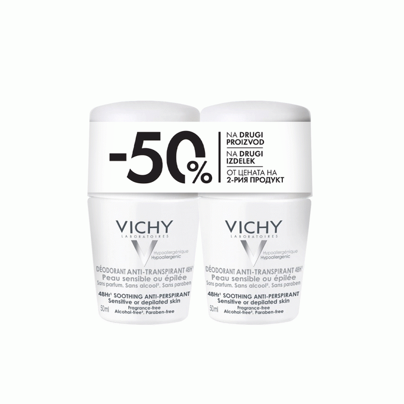Vichy Sensitive roll-on duopack 2x50 ml dezodorans za regulaciju znojenja