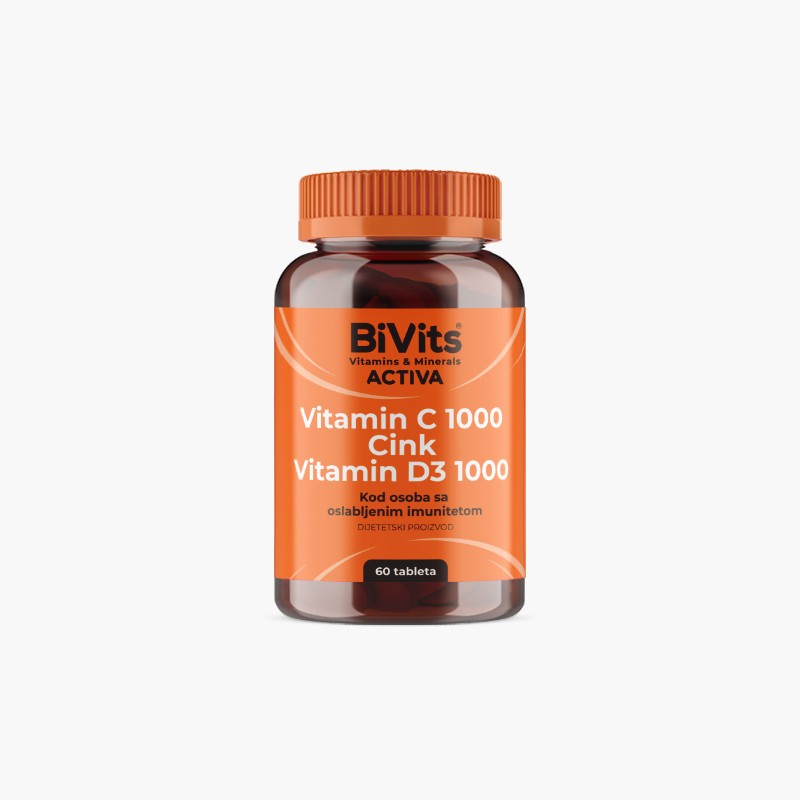 Bivits activa Vitamin C 1000, Cink i Vitamin D3 1000 a 60 tableta